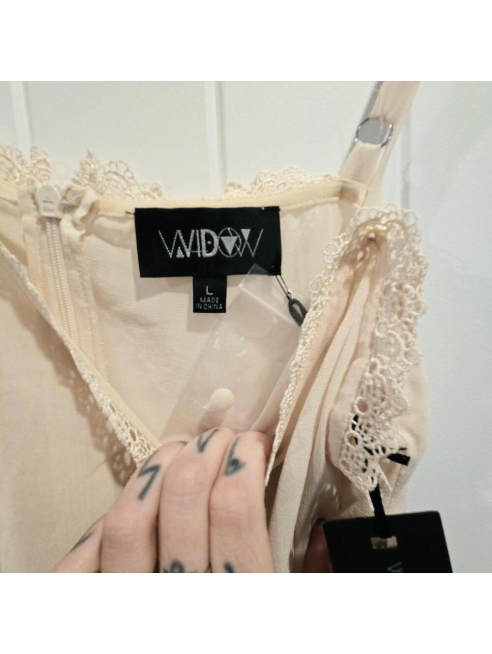 ✨️NWT✨️ Dolls Kill Widow Cream Starless Sky Chiffon Maxi Dress - Picture 3 of 6